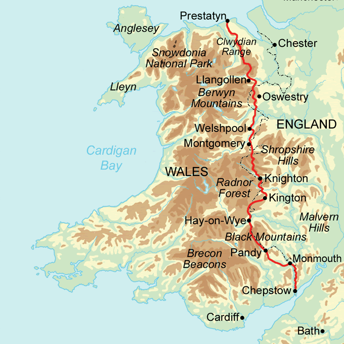 Offa’s Dyke Path Run map